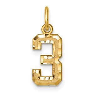 14k Yellow Gold, Varsity Collection, Small D/C Pendant Number 3